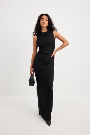 Black Jersey mouwloze maxi-jurk