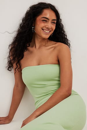 Light Green Jersey tube maxi-jurk