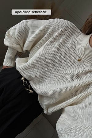 Offwhite Volume Sleeve High Neck Knitted Sweater
