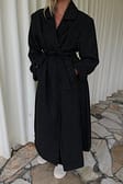 Black Pinstripe Tweed Bold Coat