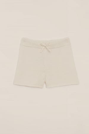 Light Knitted Mini Shorts Offwhite | NA-KD