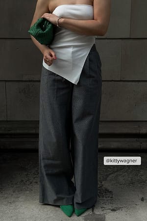 Grey Pantaloni eleganti plissettati