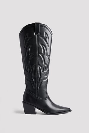 Black Knee High Cowboy Boots