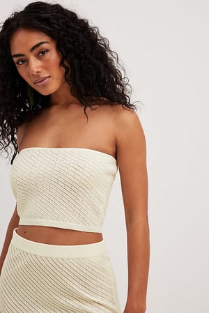 Offwhite Knitted Bandeau Top