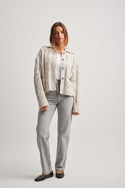 Knitted Buttoned Cardigan Outfit
