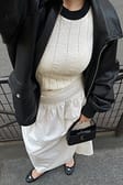 Black/White Knitted Contrast Color Top