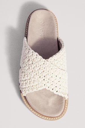 Natural Knitted Cotton Footbed Slippers