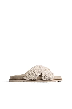 Natural Knitted Cotton Footbed Slippers