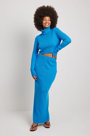 Blue NA-KD Trend Knitted High Waist Maxi Skirt