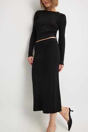 Black Knitted Midi Skirt