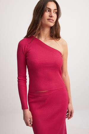 Pink Knitted One Shoulder Top