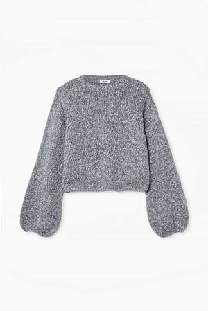 Dark Grey Dzianinowy sweter odsłaniający plecy