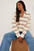 Knitted Striped V-neck Sweater