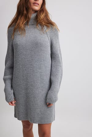 Grey Knitted Sweater Dress