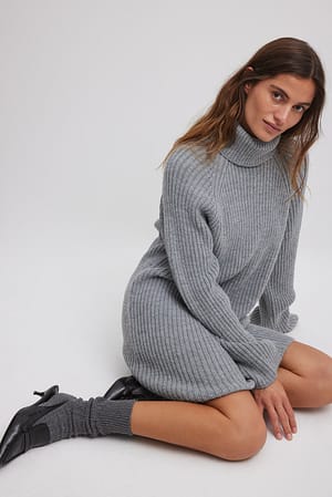 Grey Strikket sweaterkjole