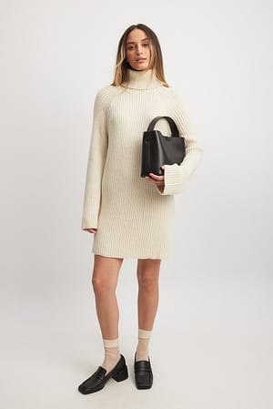 Light Beige Knitted Sweater Dress