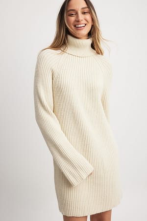 Light Beige Gebreide sweaterjurk