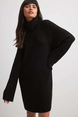 Black Gebreide sweaterjurk
