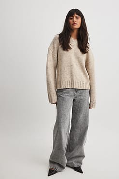 Knitted V-Neck Sweater Outfit