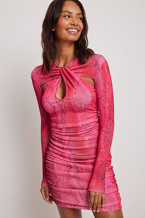 Pink Snake Sukienka mini z ozdobnym wiązaniem