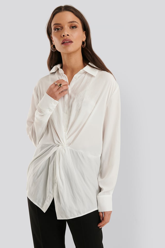 Bluse Med Knytting Foran White