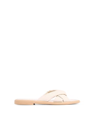 White Knotted Leather Slippers