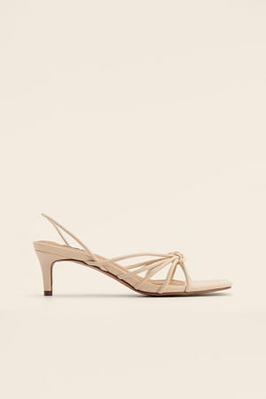 Creme Knotted Slingback Sandals