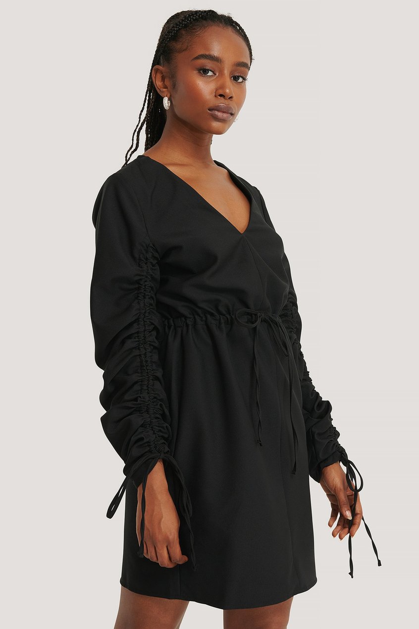 Robes Robes à manches bouffantes | Drawstring Detail Mini Dress - QD71512