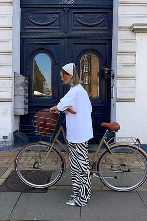 Brown Zebra Print Dressbukser med rett passform