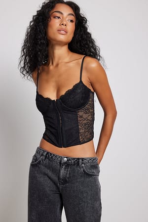 Black Recycled Lace Cup Corset