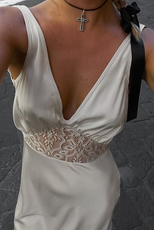 White Lace Details Dress