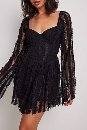 Black Spitzen-Mini-Kleid