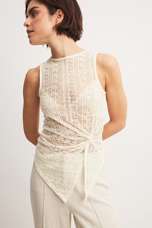 Offwhite Lace Twist Top