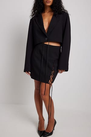 Black Lacing Detail Mini Skirt