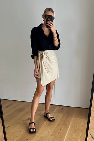 Beige Layered Mini Skirt