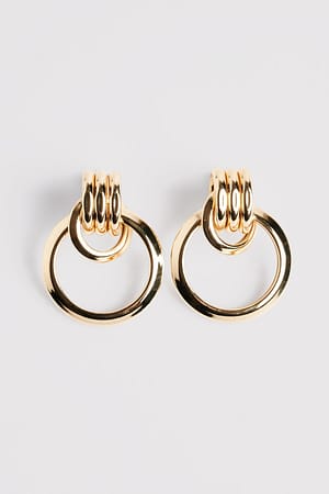 Gold Pendientes con anillos superpuestos