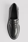 Black Loafers i læder med rund tå