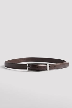 DK Brown Leather Slim Buckle Belt