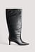 Leather Stiletto Wide Shaft Boots