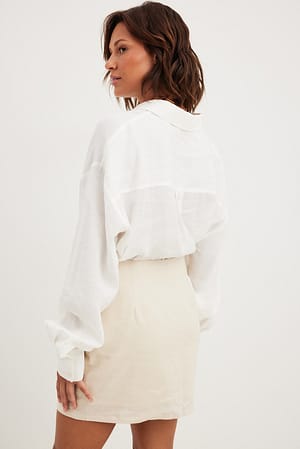Linen Bland Wrap Skirt Beige | NA-KD