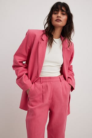 Pink Oversize-Blazer aus Leinenmischung