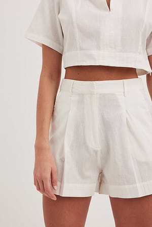 Offwhite Linen Look Shorts