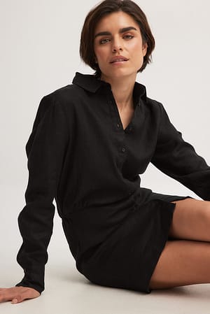 Black Skjortklänning i linne