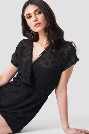 Black Handpicked x NA-KD Sheer Dotted Playsuit