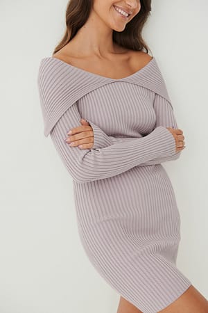 Violet Off Shoulder Knitted Dress