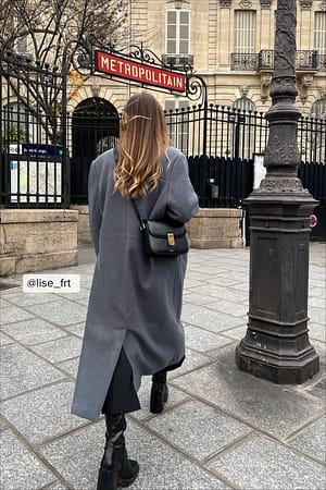 Grey Big Shoulder Oversized Coat