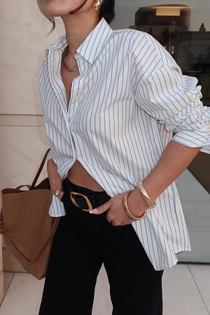 Blue Stripe Camicia oversize in cotone a maniche lunghe
