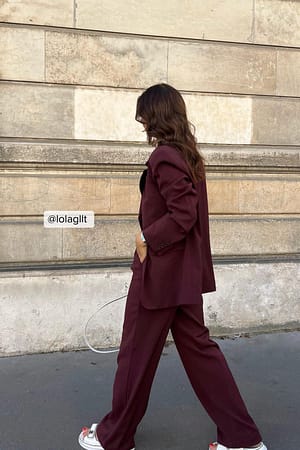 Burgundy Pantalón de traje de cintura media