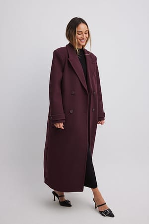 Burgundy Długi płaszcz