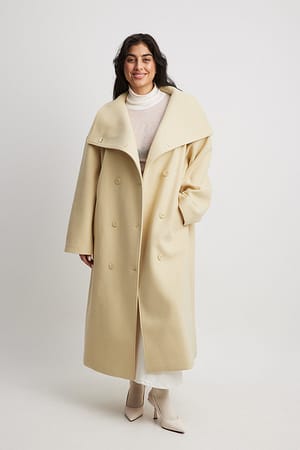 Light Yellow Long Double Breasted Coat